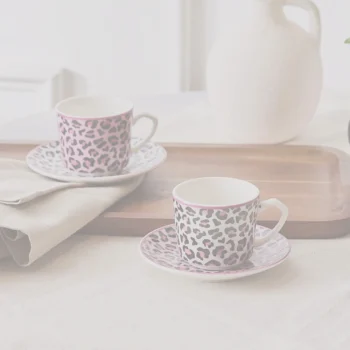 قهوه خوری 4 پارچه کاراجا مدل پلنگی صورتی (britney)