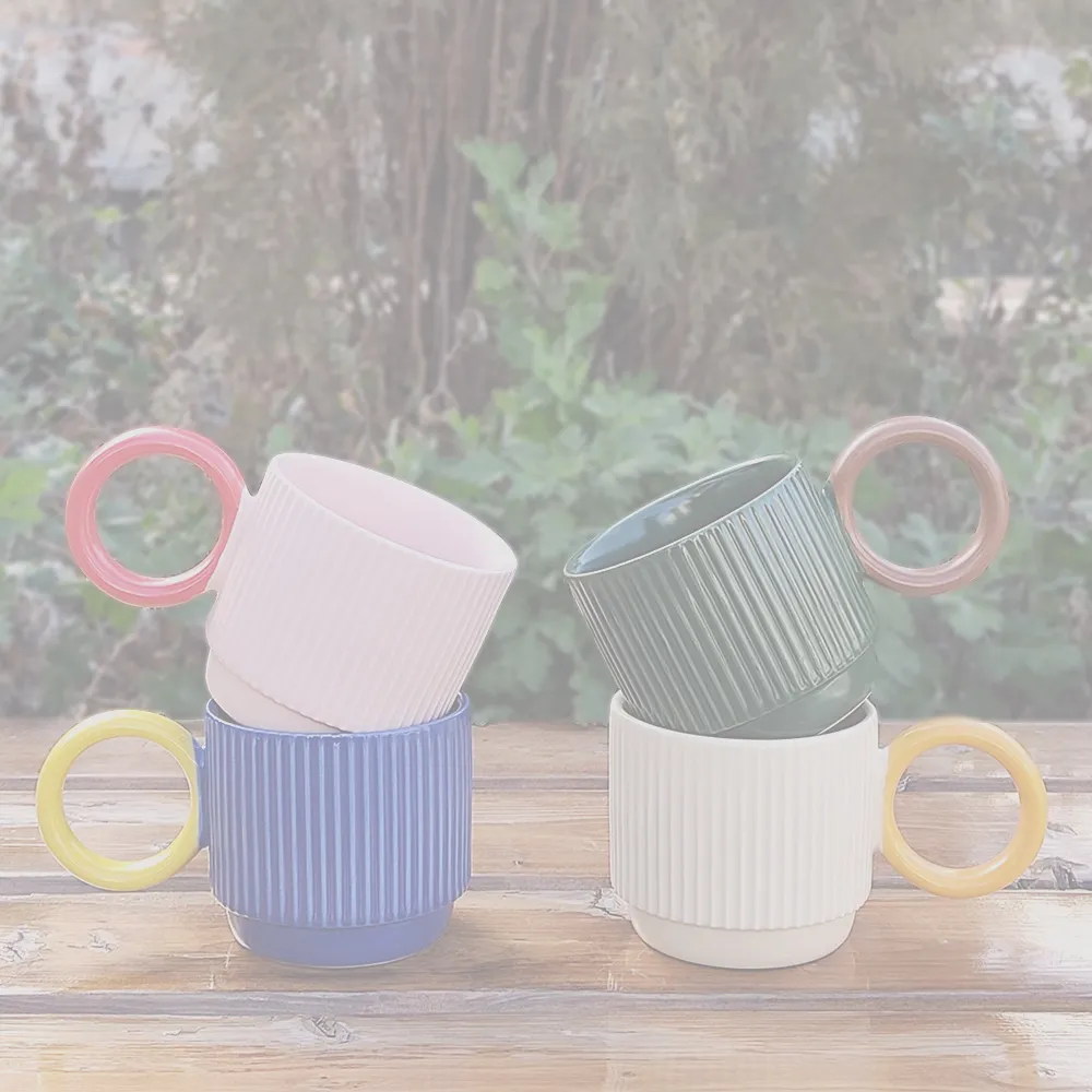 ماگ شیاردار دسته گرد