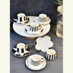 سرویس 12 پارچه چای خوری سرامیکی طرح راه راه