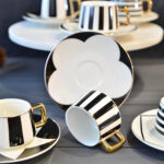 سرویس 12 پارچه چای خوری سرامیکی طرح راه راه