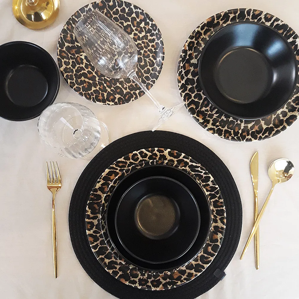 سرویس غذاخوری 24 پارچه کرامیکا طرح پلنگی سرویس غذاخوری 24 پارچه کرامیکا طرح پلنگی