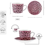 قهوه خوری 4 پارچه کاراجا مدل پلنگی صورتی (britney)